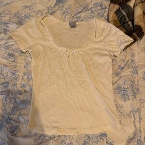 Tilly's Cream Short Sleeve Tee with Bow